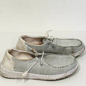 Hey Dude Wendy Stretch Sox Casual Loafer Shoes Stone White Lightweight US Size 6